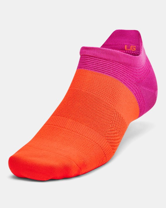 Unisex UA ArmourDry™ Run Lite 2-Pack No Show Tab Socks in Orange image number 1